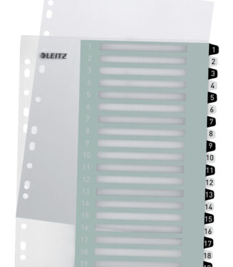 LEITZ kunststof tabbladen WOW, cijfers, A4 extra breed, 1-20