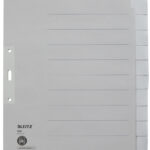LEITZ kraftpapier-tabbladen, blanco, A4 overbreed, 12-delig