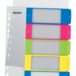 LEITZ kunststof tabbladen WOW, cijfers, A4 overbreed, 1-5