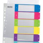 LEITZ kunststof tabbladen WOW, cijfers, A4 overbreed, 1-6