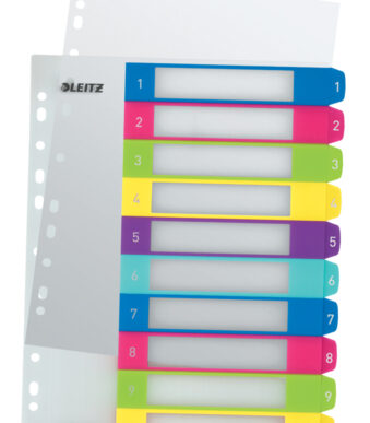 LEITZ kunststof tabbladen WOW, cijfers, A4 overbreed, 1-10