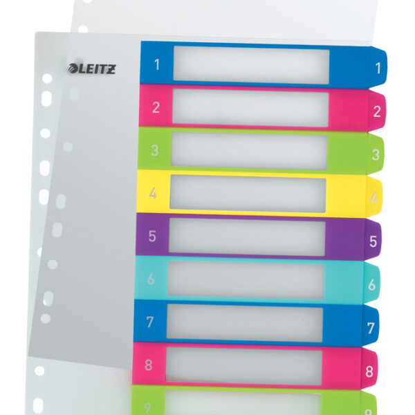 LEITZ kunststof tabbladen WOW, cijfers, A4 overbreed, 1-10