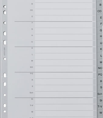 LEITZ kunststof tabbladen, A-Z, A4 overbreed, 20-delig