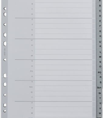 LEITZ kunststof tabbladen, A-Z, A4 overbreed, 24-delig