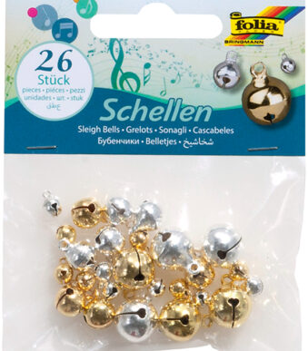 Metalen belletjes, 3 maten geassorteerd, goud en zilver