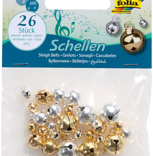 Metalen belletjes, 3 maten geassorteerd, goud en zilver