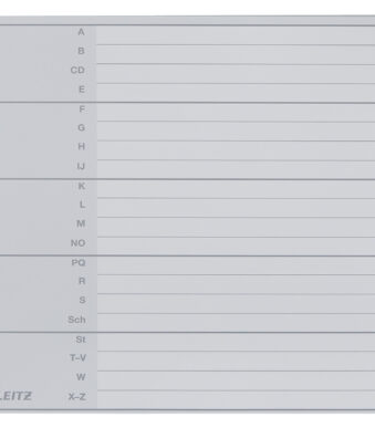 LEITZ kunststof tabbladen, A-Z, overbreed, halve hoogte
