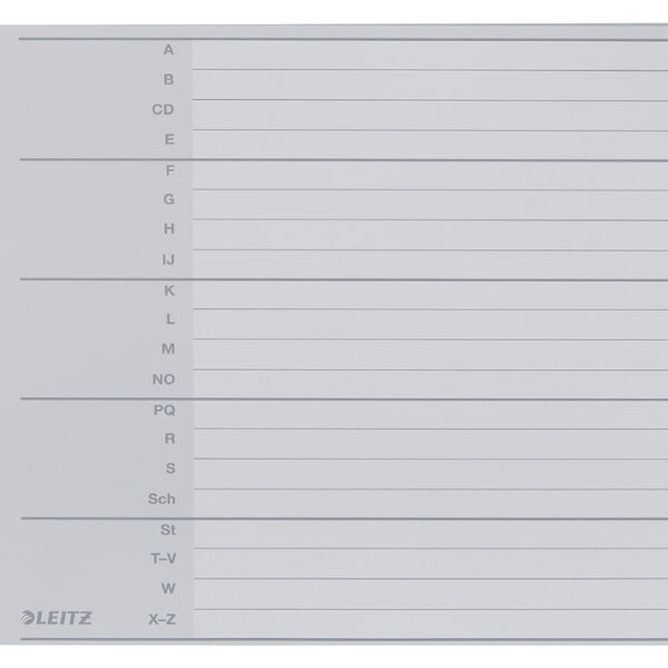 LEITZ kunststof tabbladen, A-Z, overbreed, halve hoogte