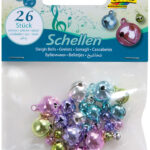 Metalen belletjes in pastelkleuren, 3 maten gemengd.
