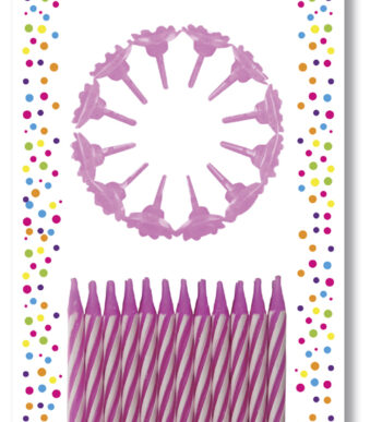 Clairefontaine gekleurde verjaardagskaarsjes roze/wit gestreept