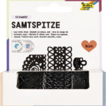 Fluwelen zelfklevende borduurstoffen 'Folklore', zwart