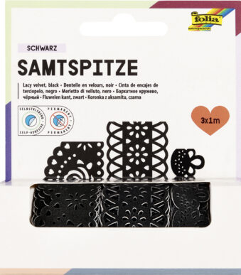 Fluwelen zelfklevende borduurstoffen 'Folklore', zwart