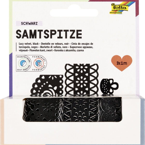 Fluwelen zelfklevende borduurstoffen 'Folklore', zwart