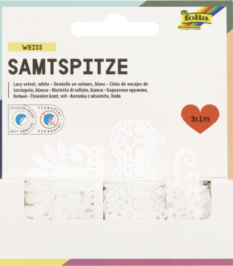 Zelfklevende fluwelen kantversiering, wit
