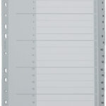LEITZ kunststof tabbladen, cijfers, A4 overbreed, 1-20, grijs