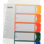 LEITZ kunststof tabbladen, cijfers, A4 overbreed, 1-5