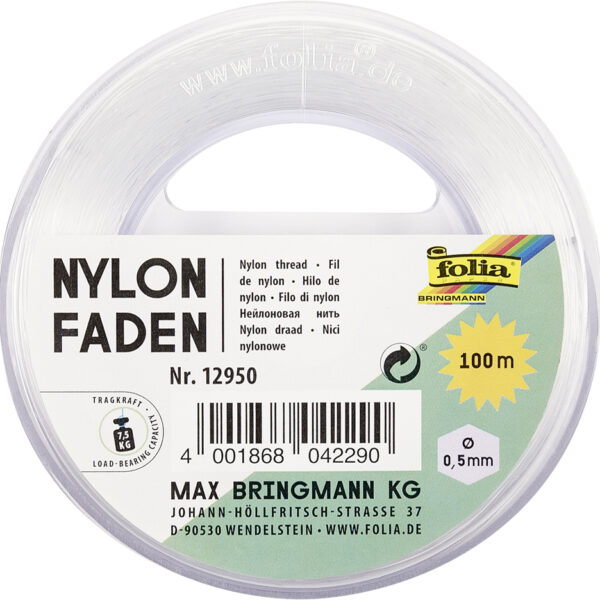 Nylondraad op spoel, 0,5 mm x 100 m, transparant