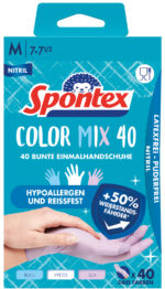 Spontex Nitril-handschoen Colormix, maat M, kleuren assorti