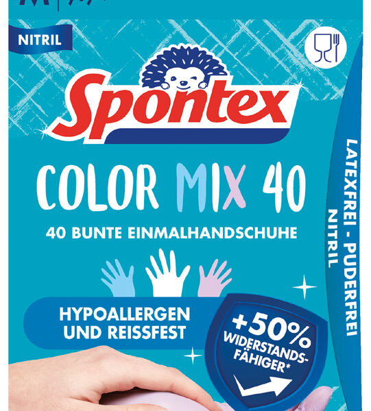 Spontex Nitril-handschoen Colormix, maat M, kleuren assorti