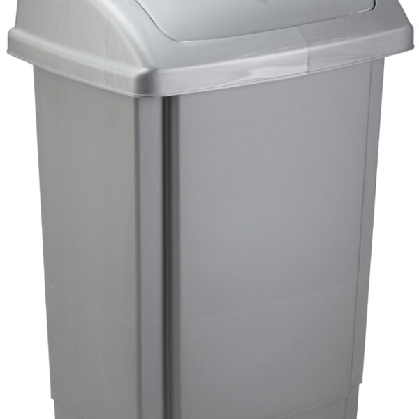 plast team afvalbak met swingdeksel, 25 liter, zilver