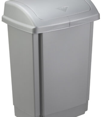 plast team afvalbak met swingdeksel, 15 liter, zilver