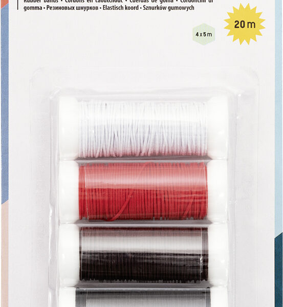 Gekleurde rubberen touwtjes, gesorteerde kleuren, 5 meter per kleur