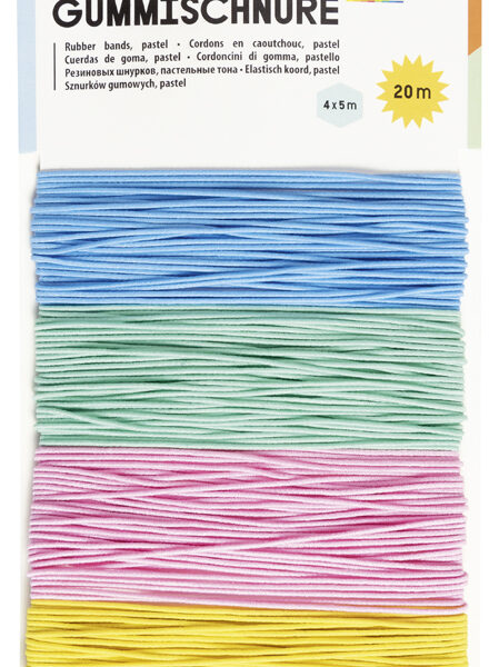 Gekleurde elastiekjes pastel, 4 kleuren à 5 meter