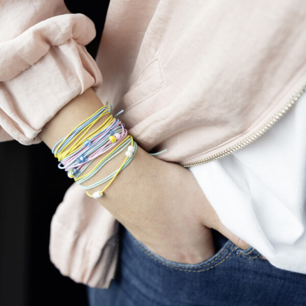 Gekleurde elastiekjes pastel, 4 kleuren à 5 meter