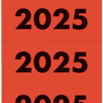 LEITZ inhoudsetiket voor ordners 'Jaartal 2025', rood