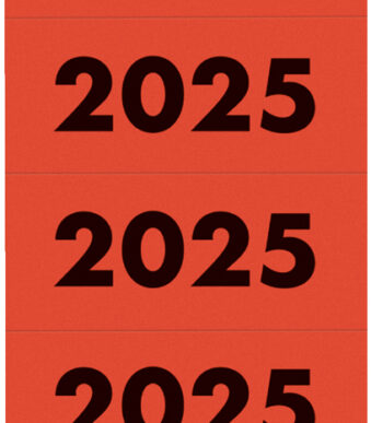 LEITZ inhoudsetiket voor ordners 'Jaartal 2025', rood