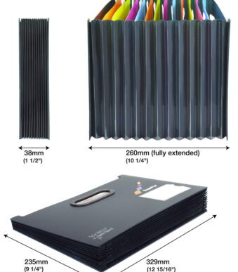 RAPESCO sorteermap / vakkenmap SupaFile, DIN A4, 13 vakken, zwart