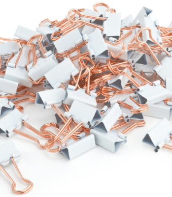 RAPESCO Foldback-papierklem/brievenklem, (B)19 mm, wit / roségoud, 80 st.