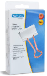 RAPESCO Foldback-papierklem/brievenklem, (B)19 mm, wit / roségoud, 80 st.