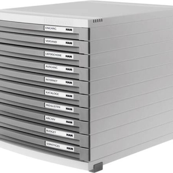 HAN schuifladenbox CONTUR, 10 lades, box: lichtgrijs, lades donkergrijs