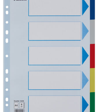 Esselte kunststof tabbladen, blanco, A4, PP, 5-delig