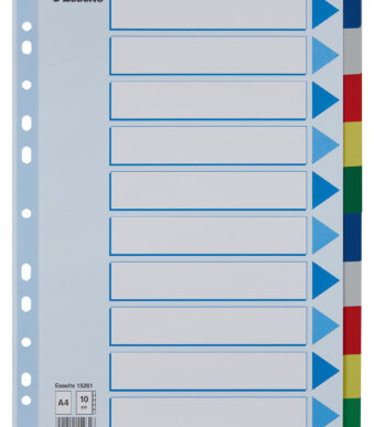 Esselte kunststof tabbladen, blanco, A4, PP, 10-delig