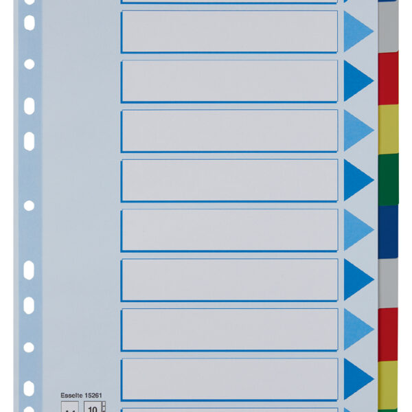 Esselte kunststof tabbladen, blanco, A4, PP, 10-delig