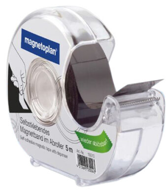 magnetoplan magnetisch plakband in afroller, zelfklevend, zwart
