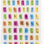 Driedimensionale epoxy-stickers alfabet