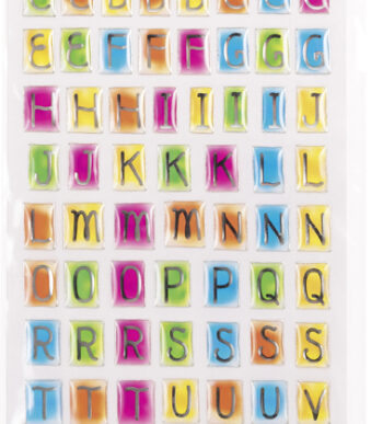 Driedimensionale epoxy-stickers alfabet