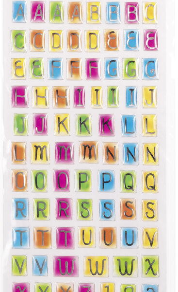 Driedimensionale epoxy-stickers alfabet