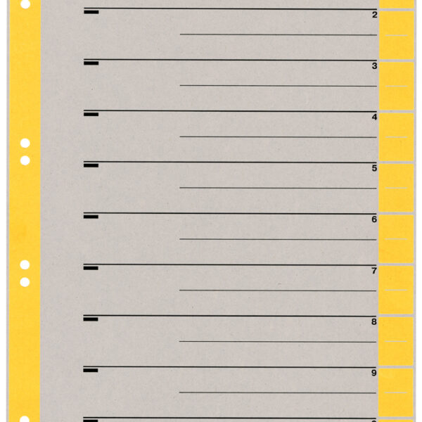 LEITZ scheidingsbladen, A4 overbreed, kraftkarton 230g/m2, geel