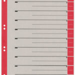 LEITZ scheidingsbladen, A4 overbreed, kraftkarton 230g/m2, rood