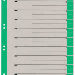 LEITZ scheidingsbladen, A4 overbreed, kraftkarton 230g/m2, groen