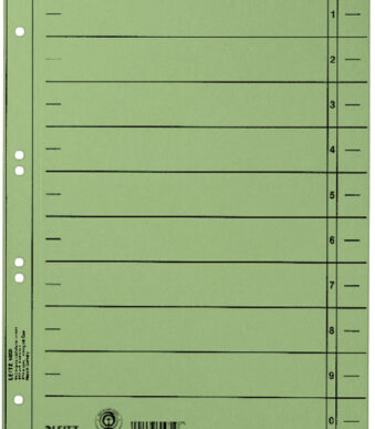 LEITZ scheidingsbladen, A4 overbreed, manillakarton 230g/m2, groen