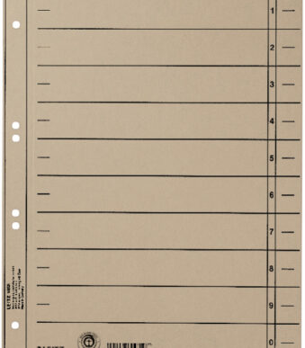 LEITZ scheidingsbladen, A4 overbreed, manillakarton 230g/m2, grijs