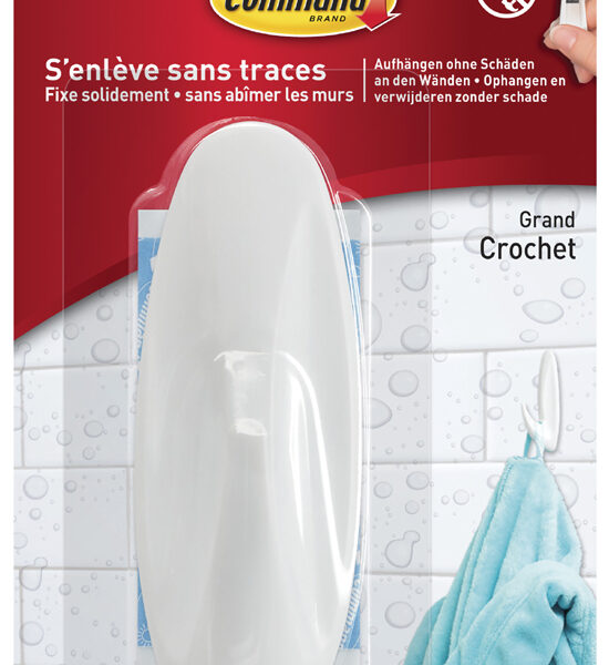 3M Command Badkamer Designhaken, Kunststof, Formaat: Groot, Wit