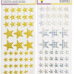 Holografische stickervellen 'Sterren', goud en zilver