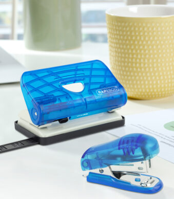 RAPESCO nietmachine en perforator set, blauw-transparant