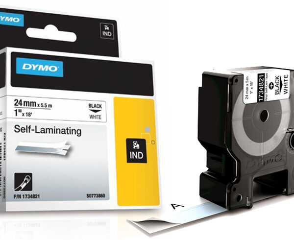 DYMO RHINO, vinyl-lettertape zwart/wit, 24 mm x 5,5 m